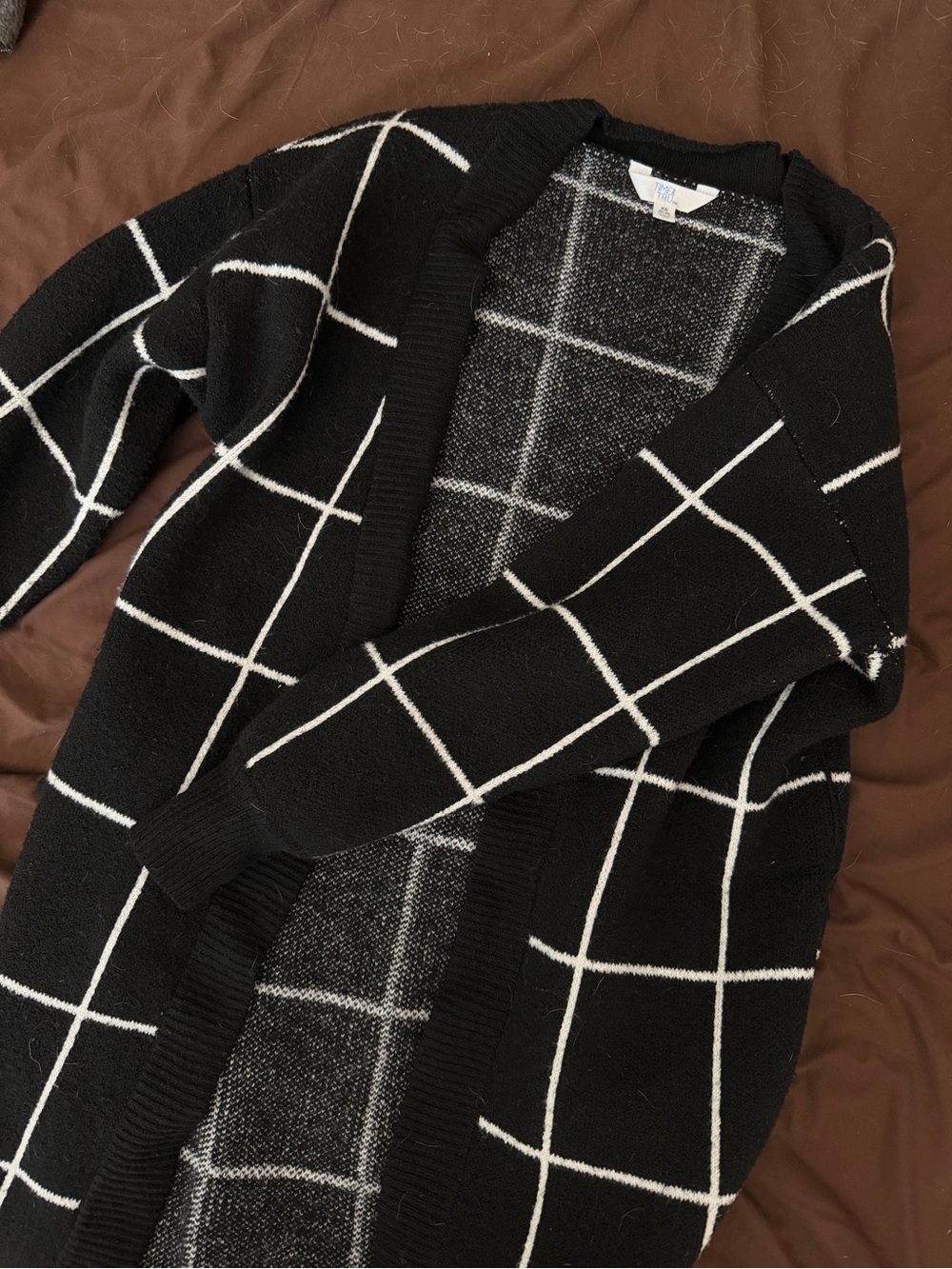 Black and White Plaid Cardigan